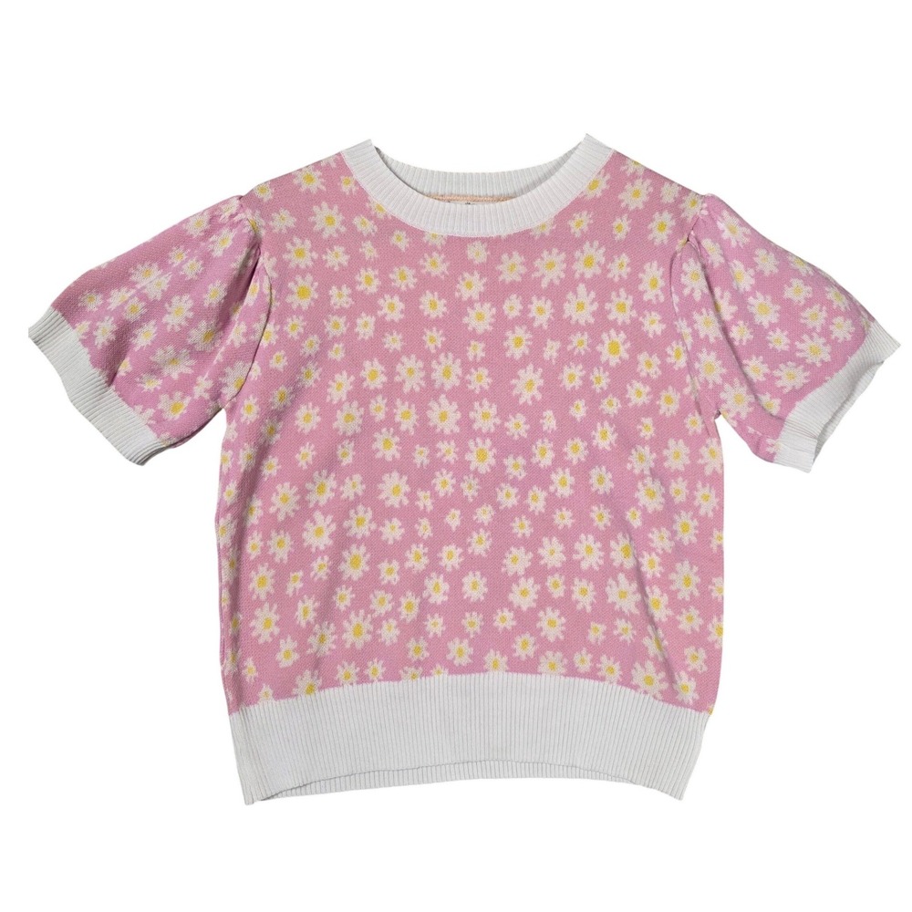 The House of‎ Retro London Daisy Print Cropped Top Pink Cottage Core Tag Missing